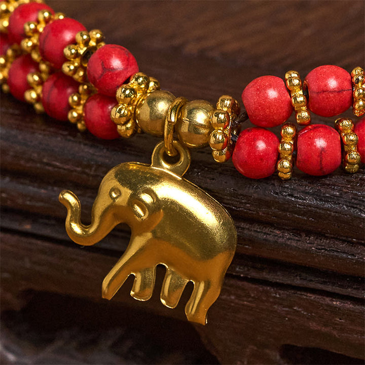 Bracciale Buddha Stones Turquoise Elephant Luck in rame placcato a doppio strato e resistenza - image 11