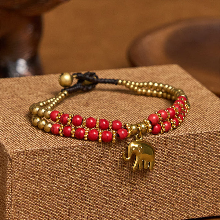 Bracciale Buddha Stones Turquoise Elephant Luck in rame placcato a doppio strato e resistenza - Turchese rosso (circonferenza polso: 15-18 cm) - image 8