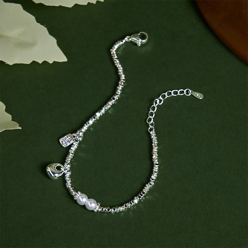 Braccialetto di benedizione con perle e carattere Fu in argento placcato rame con Buddha Stones - image 2