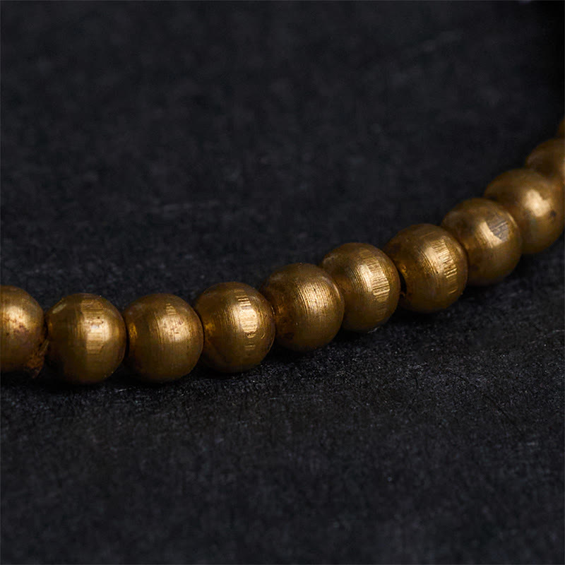 Braccialetto di protezione e ricchezza in ossidiana Buddha Stones placcate in rame e ottone dorato - image 4