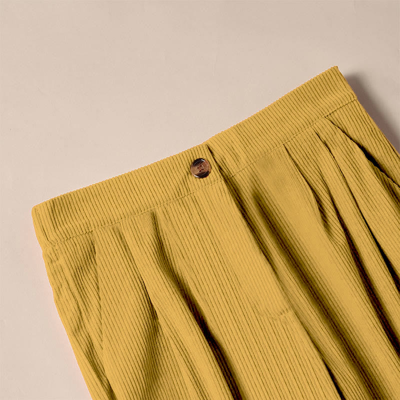 Pantaloni da donna casual in velluto a coste con tasche e gamba dritta Buddha Stones - image 20