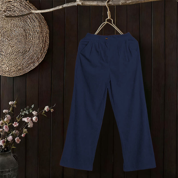 Pantaloni da donna casual in velluto a coste con tasche e gamba dritta Buddha Stones - image 23