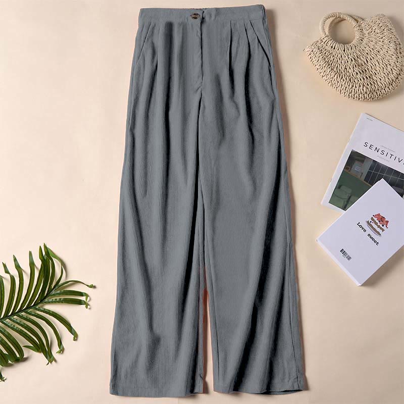 Pantaloni da donna casual in velluto a coste con tasche e gamba dritta Buddha Stones - Grigio - US14, UK/AU18, EU46 (2XL) - image 34