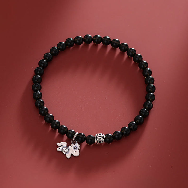 Bracciale Buddha Stones Year Of The Horse in argento sterling 925 con ossidiana nera naturale e forza - image 8