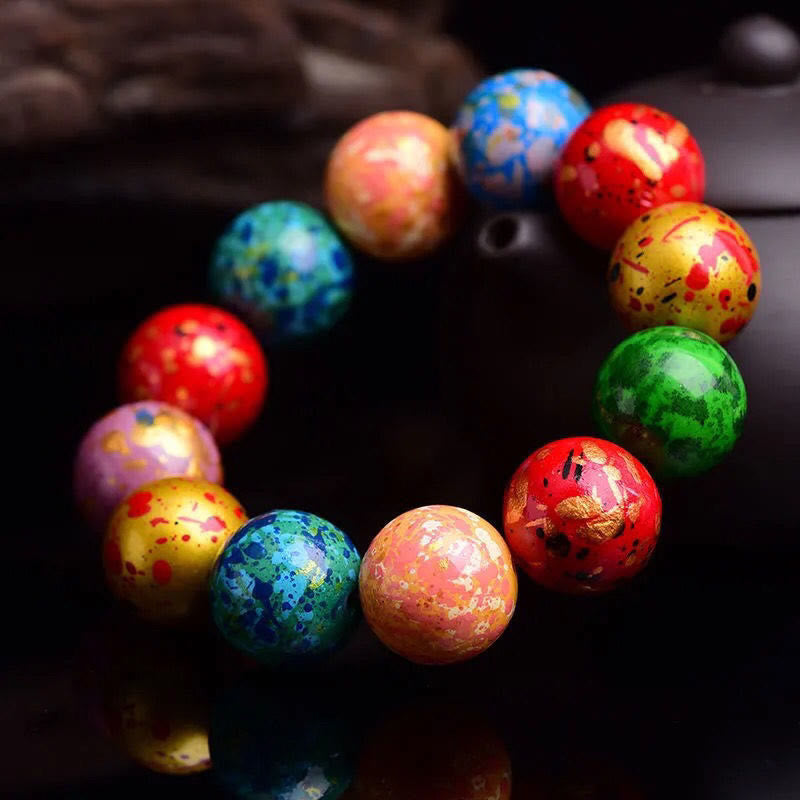 Braccialetto di protezione con perline in legno di sandalo lavorato a mano con Buddha Stones multicolore e lacca - 20 millimetri - image 0