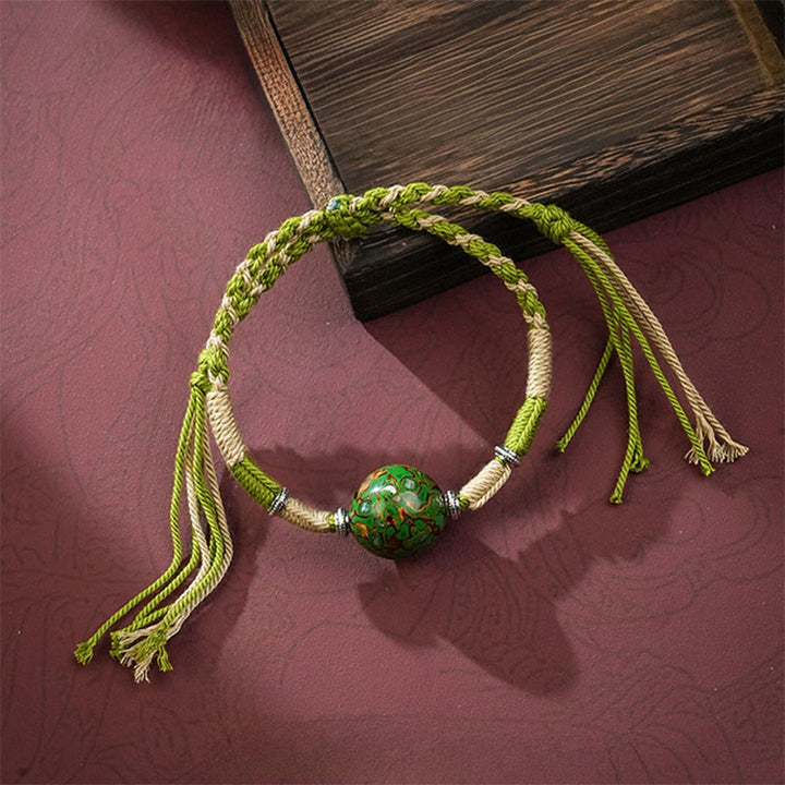 Braccialetto con perline artigianali in lacca multicolore e Buddha Stones - image 0