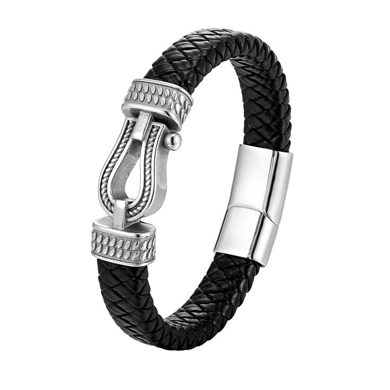 Bracciale con fibbia magnetica intrecciata in acciaio al titanio a forma di ferro di cavallo Buddha Stones - image 1