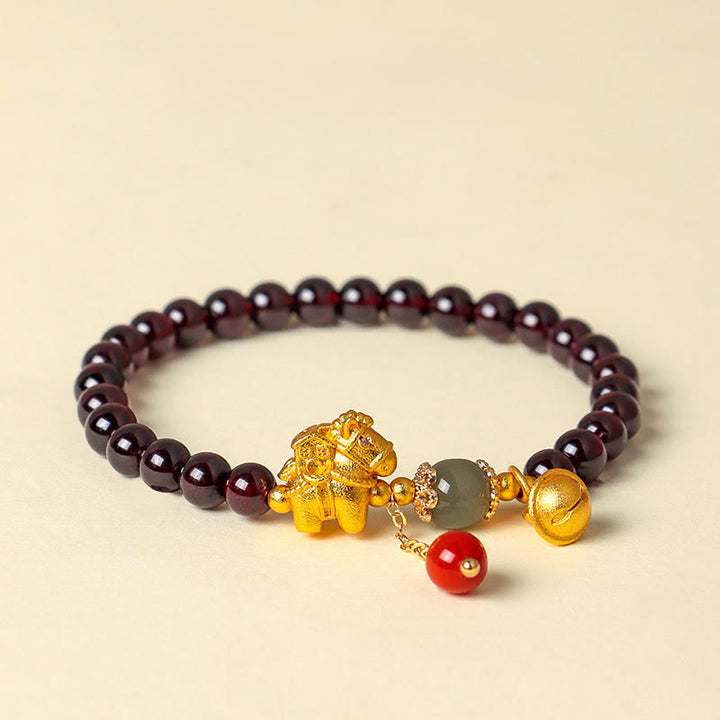 Braccialetto di protezione con ciondolo portafortuna e carattere Fu, anno del cavallo , Buddha Stones - Il cavallo torna a casa (circonferenza del polso: 16-17 cm) - image 15