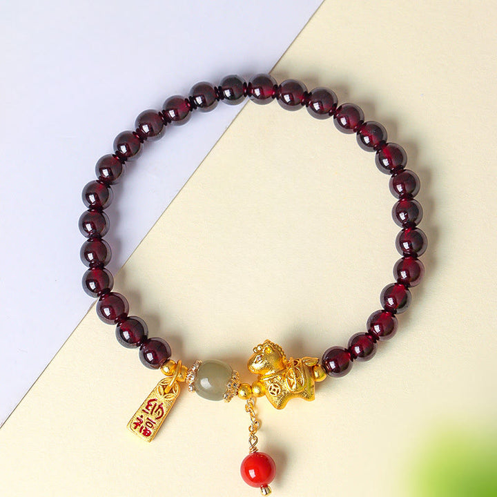 Braccialetto di protezione con ciondolo portafortuna e carattere Fu, anno del cavallo , Buddha Stones - image 2