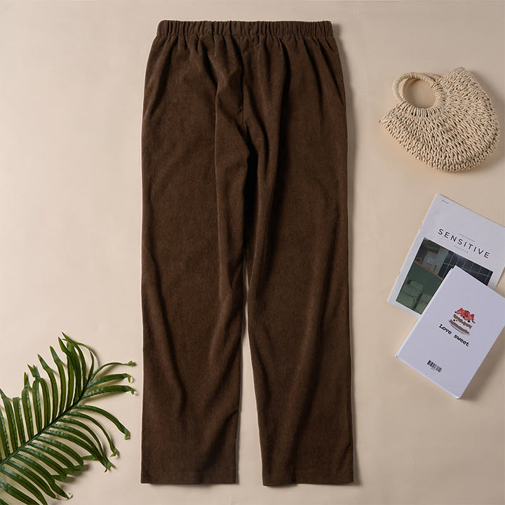 Pantaloni da donna in velluto a coste color puro Buddha Stones con tasche - image 3