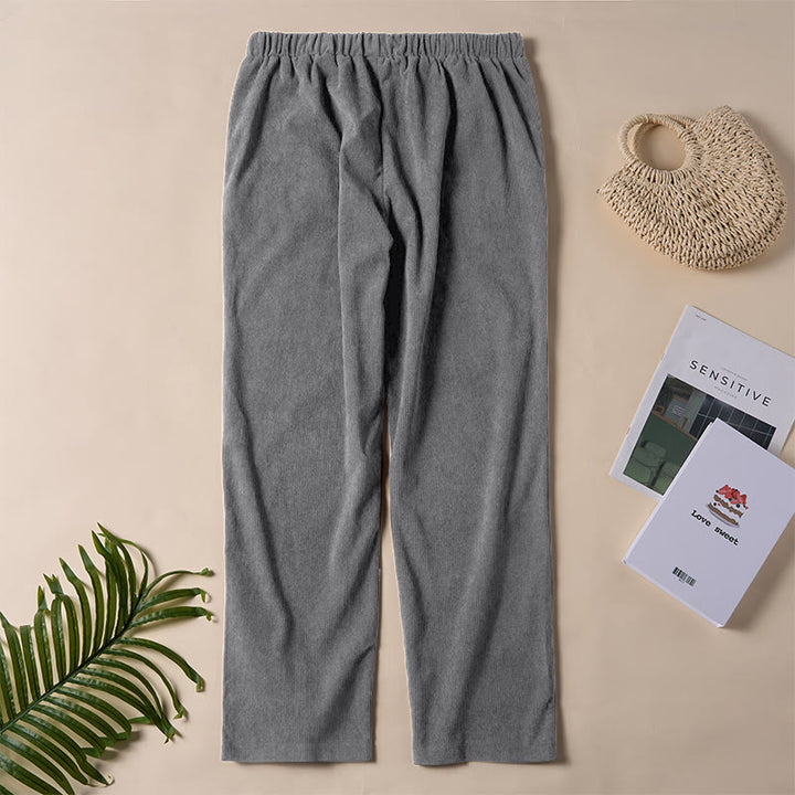 Pantaloni da donna in velluto a coste color puro Buddha Stones con tasche - image 16