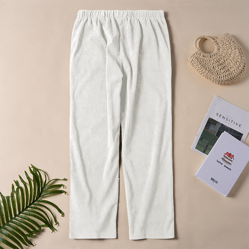 Pantaloni da donna in velluto a coste color puro Buddha Stones con tasche - image 11