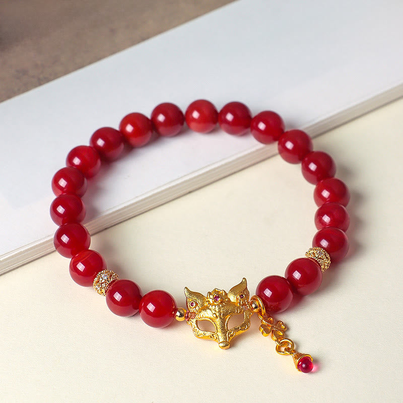 Braccialetto del successo in agata rossa del sud con volpe a nove code Buddha Stones - image 2