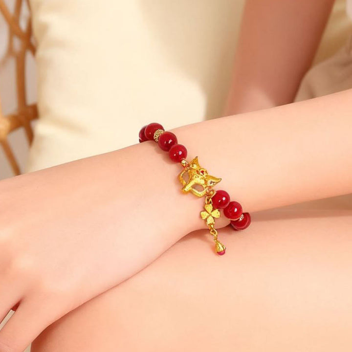 Braccialetto del successo in agata rossa del sud con volpe a nove code Buddha Stones - image 6