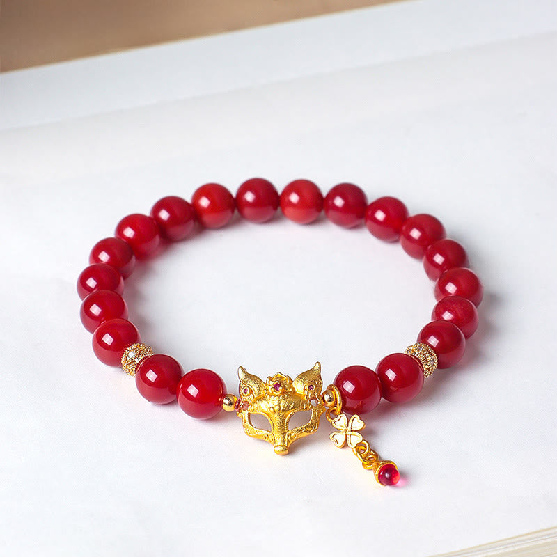 Braccialetto del successo in agata rossa del sud con volpe a nove code Buddha Stones - image 3