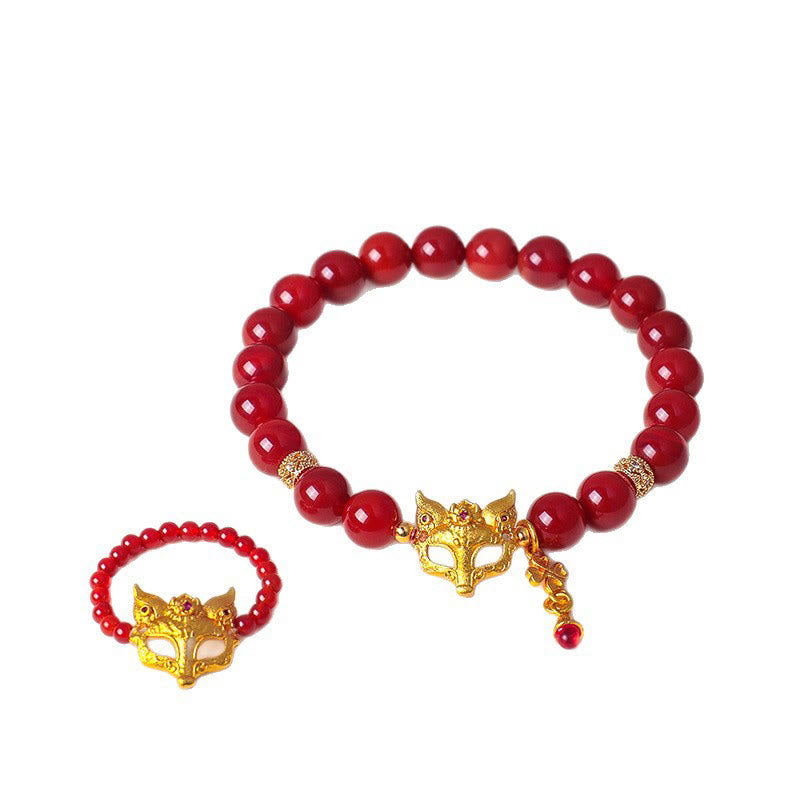 Braccialetto del successo in agata rossa del sud con volpe a nove code Buddha Stones - image 17