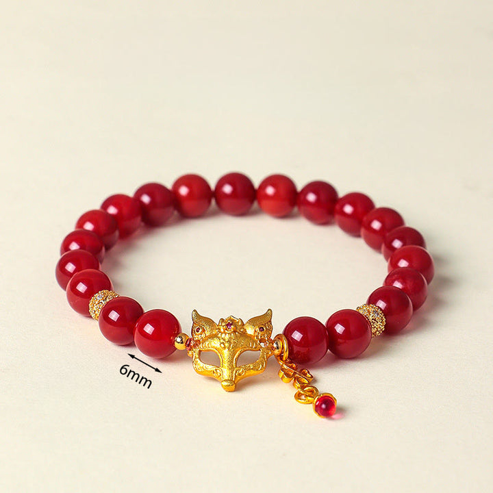 Braccialetto del successo in agata rossa del sud con volpe a nove code Buddha Stones - image 4