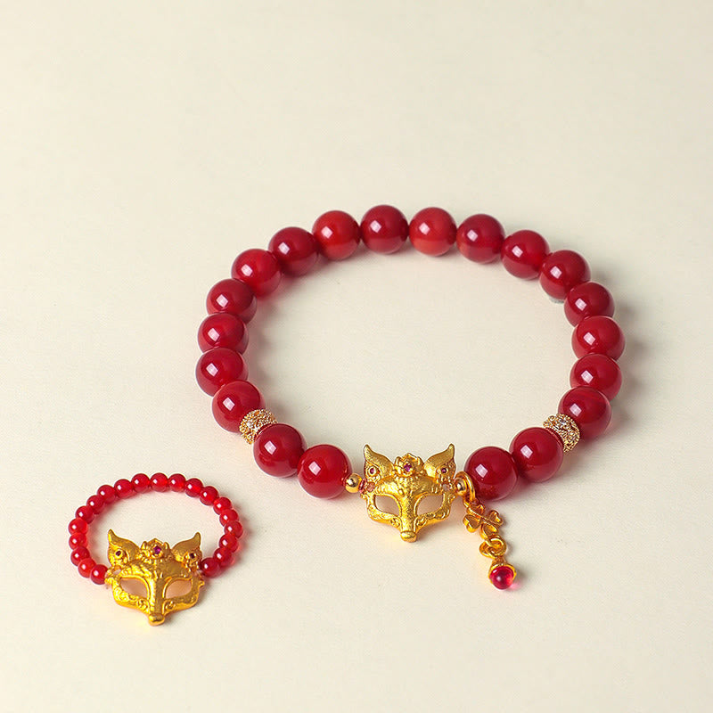 Braccialetto del successo in agata rossa del sud con volpe a nove code Buddha Stones - image 15