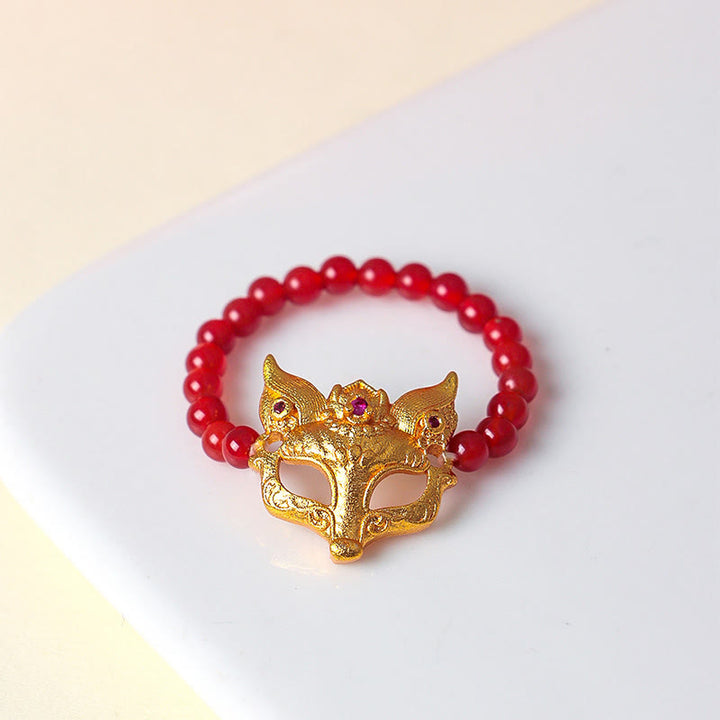 Braccialetto del successo in agata rossa del sud con volpe a nove code Buddha Stones - image 12