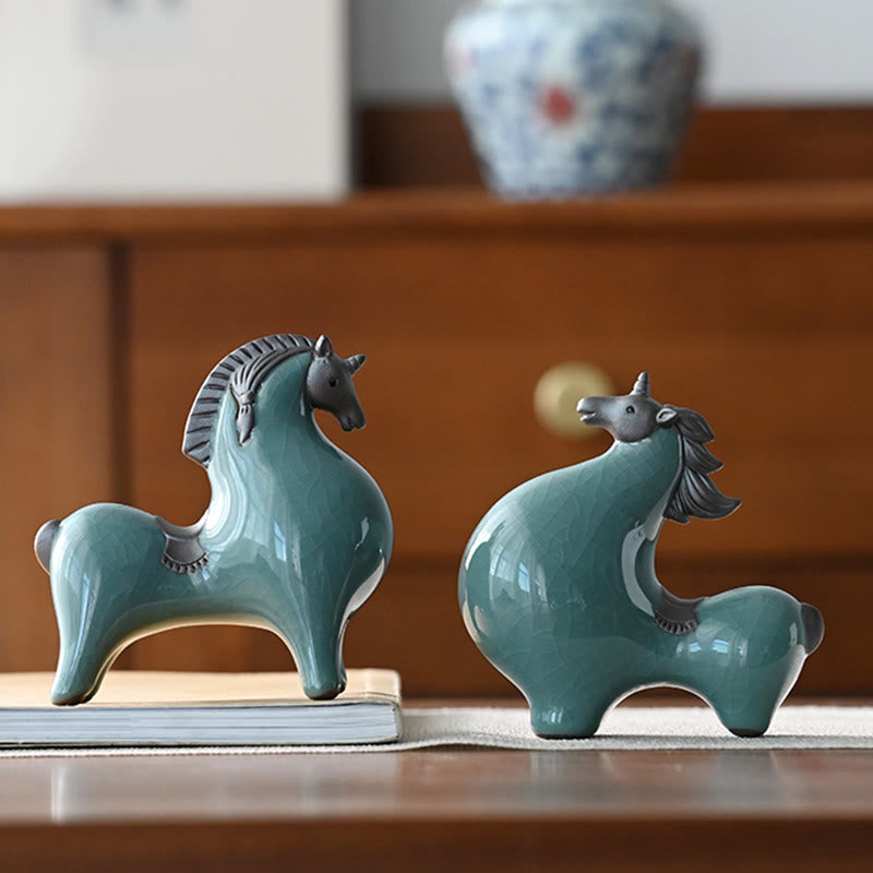 Buddha Stones Anno del Cavallo Ceramica Libertà Decorazione da tavolo per la casa - image 18