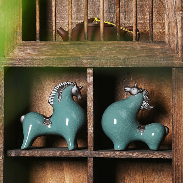 Buddha Stones Anno del Cavallo Ceramica Libertà Decorazione da tavolo per la casa - image 22