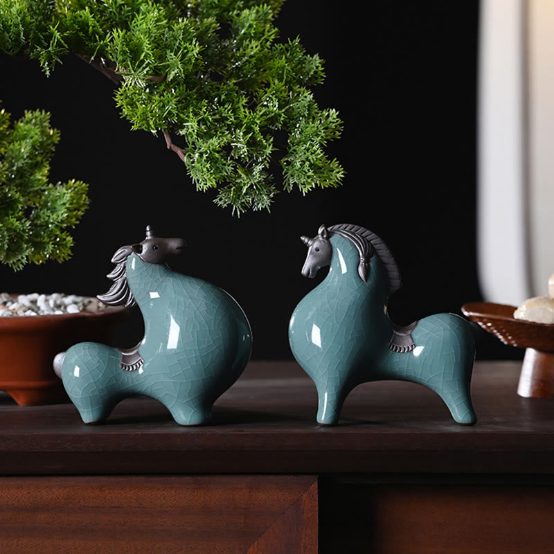 Buddha Stones Anno del Cavallo Ceramica Libertà Decorazione da tavolo per la casa - image 19