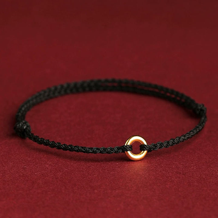 Braccialetto alla cavigliera regolabile con fibbia intrecciata Buddha Stones, piccolo per la pace - Cavigliera nera - image 9