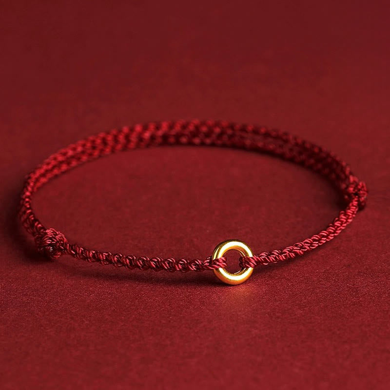 Braccialetto alla cavigliera regolabile con fibbia intrecciata Buddha Stones, piccolo per la pace - Cavigliera rosso scuro - image 0
