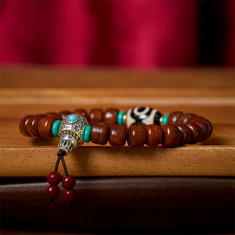 Braccialetto della fortuna con perline di osso , Buddha Stones , perline Dzi a tre occhi Vajra - image 3