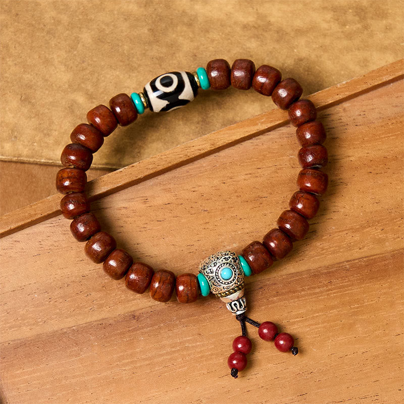 Braccialetto della fortuna con perline di osso , Buddha Stones , perline Dzi a tre occhi Vajra - image 2