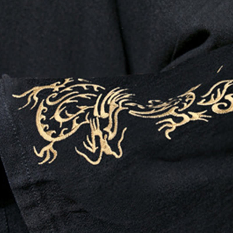 Giacca da uomo in cotone con maniche lunghe e apertura frontale, motivo Buddha Stones Dragon Phoenix - image 7