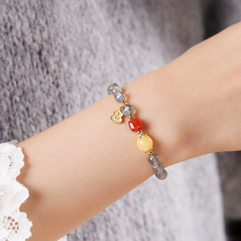 Braccialetto di charme Buddha Stones Natural Moonstone Lotus Love - image 13