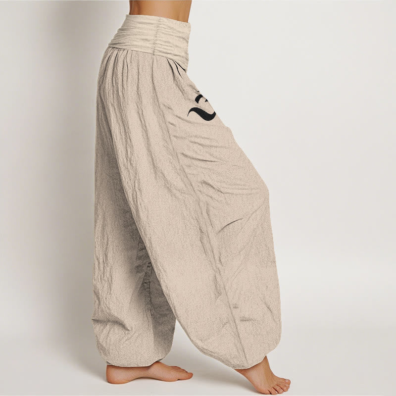 Pantaloni harem da donna in puro cotone con elastico in vita e motivo Buddha Stones, loto in fiore e simbolo Om - image 12