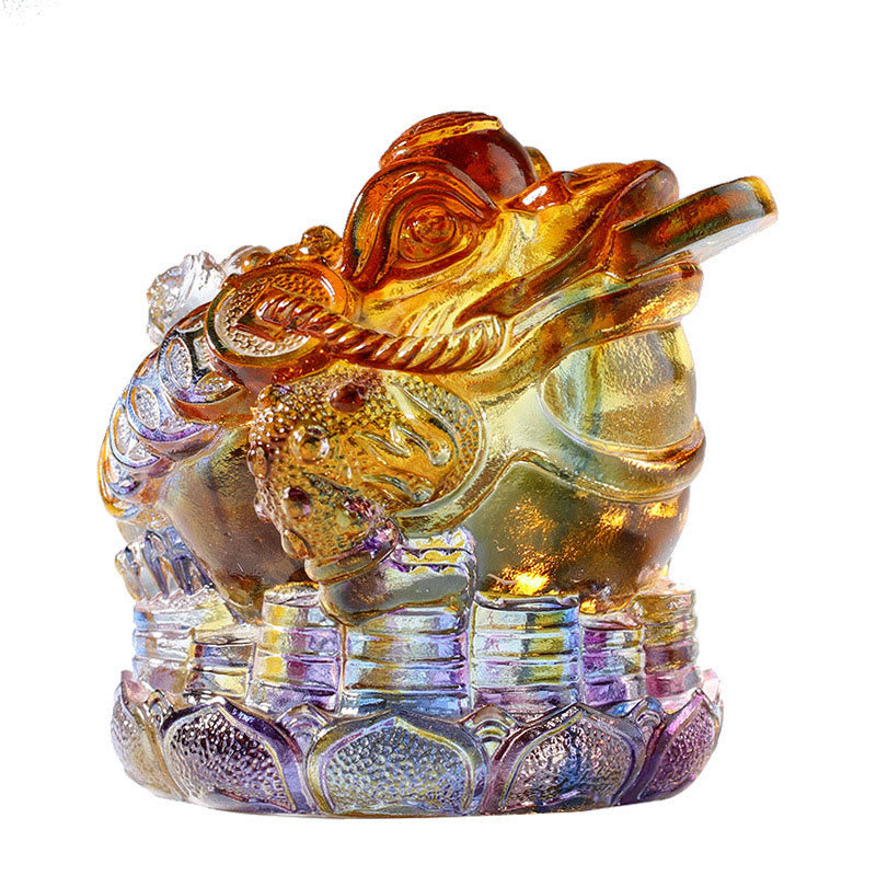 Buddha Stones Feng Shui Rana Monete Cristallo Liuli Fatto a Mano Opera d'Arte Ricchezza Decorazione per Casa e Ufficio - image 9