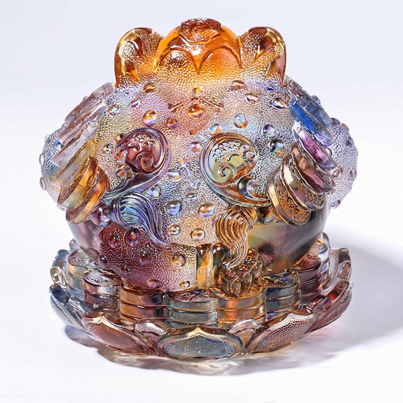 Buddha Stones Feng Shui Rana Monete Cristallo Liuli Fatto a Mano Opera d'Arte Ricchezza Decorazione per Casa e Ufficio - image 6