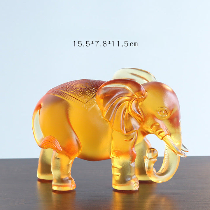 Buddha Stones in cristallo giallo Liuli, proboscide di elefante, design su e giù, forza, decorazione per la casa - Elefante grande (con la proboscide rivolta verso il basso) 15,5*7,8*11,5 cm - image 12