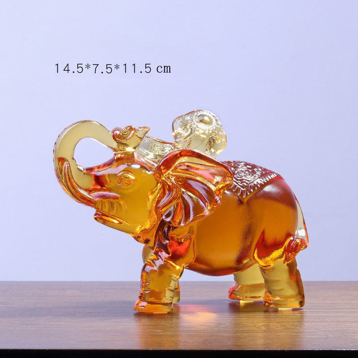 Buddha Stones in cristallo giallo Liuli, proboscide di elefante, design su e giù, forza, decorazione per la casa - Piccolo elefante (con la proboscide rivolta verso l'alto) 14,5*7,5*11,5 cm - image 1
