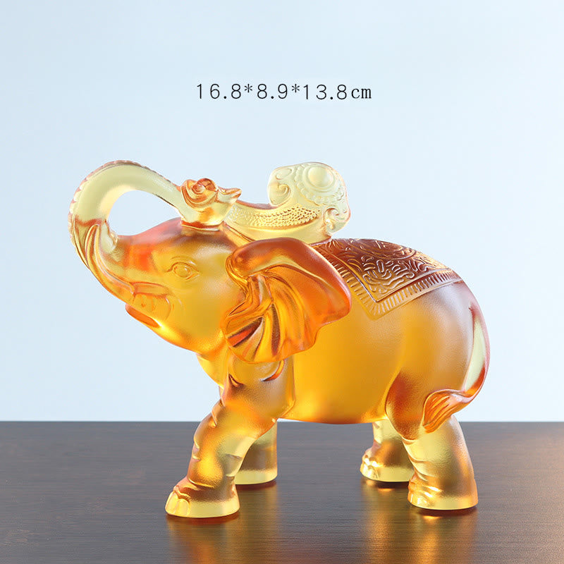 Buddha Stones in cristallo giallo Liuli, proboscide di elefante, design su e giù, forza, decorazione per la casa - Grande elefante (con la proboscide rivolta verso l'alto) 16,8*8,9*13,8 cm - image 8