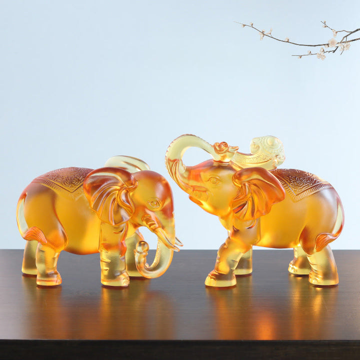 Buddha Stones in cristallo giallo Liuli, proboscide di elefante, design su e giù, forza, decorazione per la casa - image 0