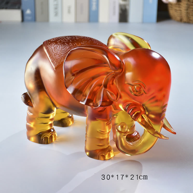 Buddha Stones in cristallo giallo Liuli, proboscide di elefante, design su e giù, forza, decorazione per la casa - Elefante extra large (con la proboscide rivolta verso il basso) 30*17*21 cm - image 17