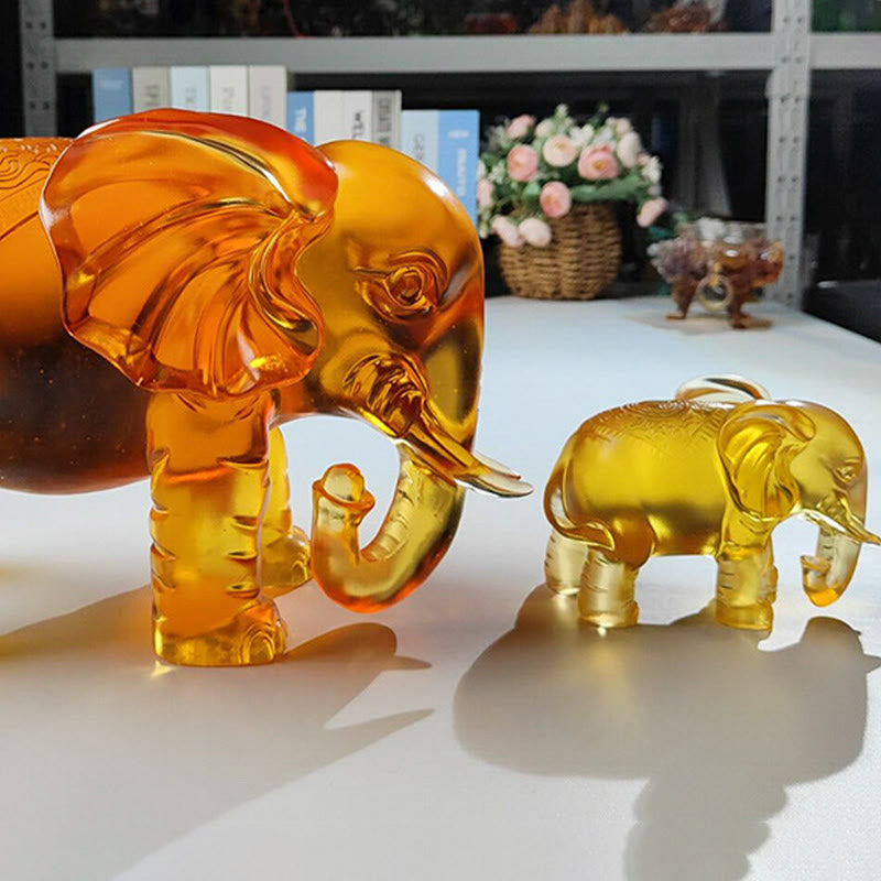 Buddha Stones in cristallo giallo Liuli, proboscide di elefante, design su e giù, forza, decorazione per la casa - image 22