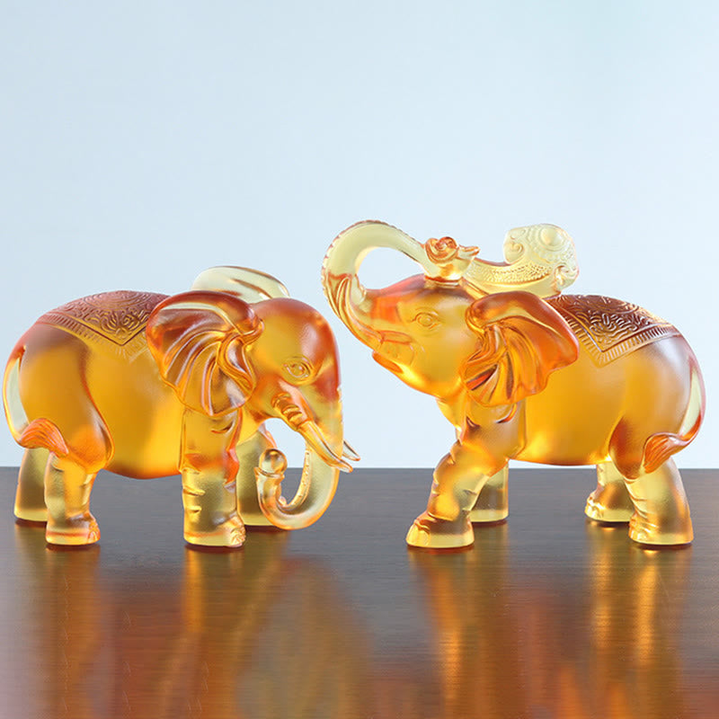 Buddha Stones in cristallo giallo Liuli, proboscide di elefante, design su e giù, forza, decorazione per la casa - image 15