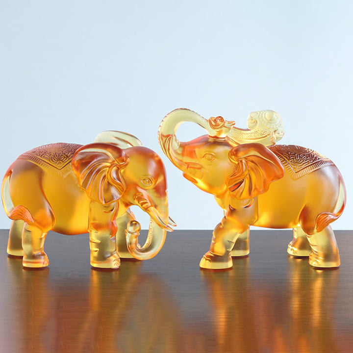 Buddha Stones in cristallo giallo Liuli, proboscide di elefante, design su e giù, forza, decorazione per la casa - image 15