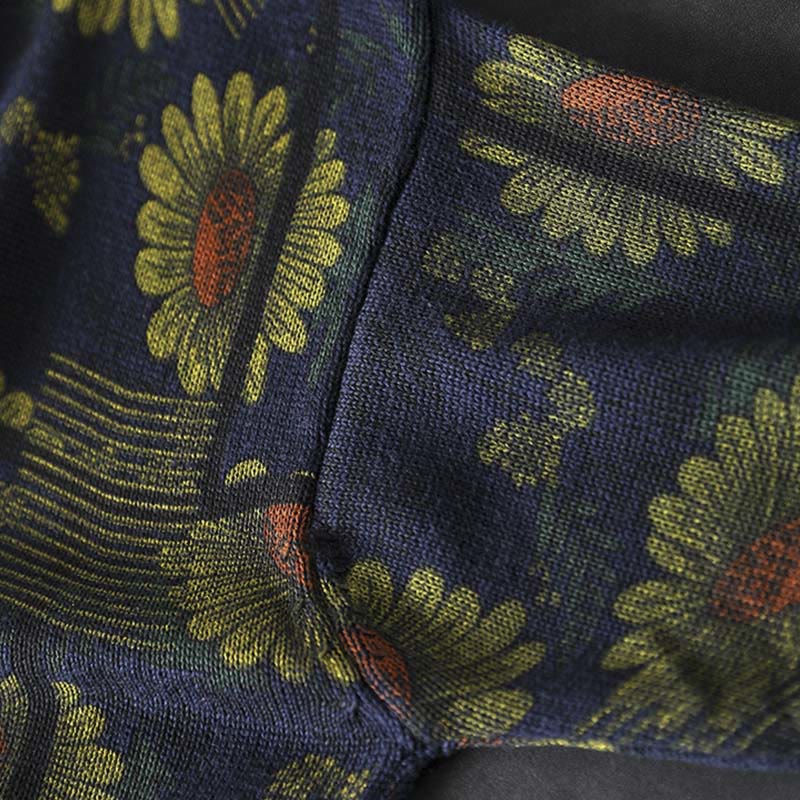 Maglione da donna in cotone a maniche lunghe con collo alto e motivo a girasole Buddha Stones - image 8