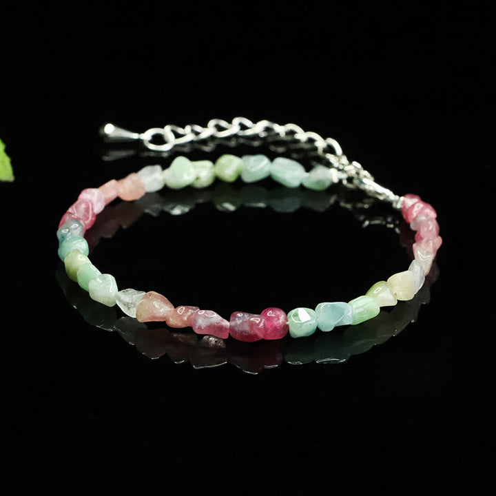 Bracciale a catena positiva con perline irregolari di tormalina ultrasottile da 4 mm Buddha Stones - Tormalina (circonferenza del polso: 14-16 cm) - image 0