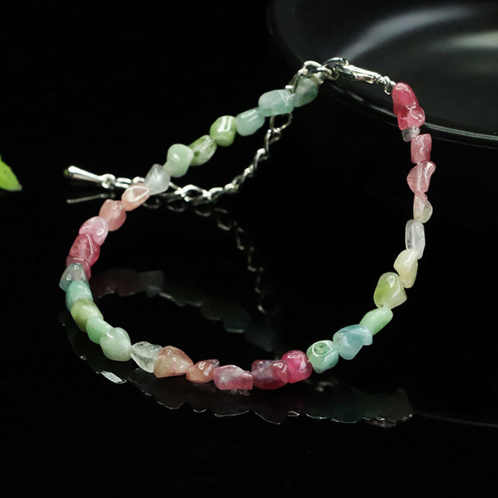 Bracciale a catena positiva con perline irregolari di tormalina ultrasottile da 4 mm Buddha Stones - image 5