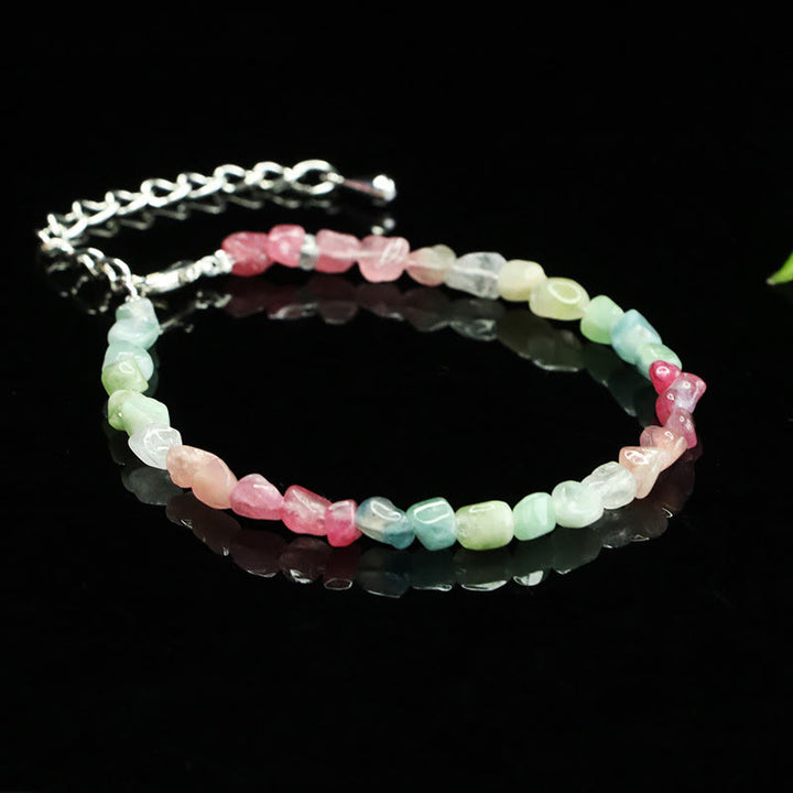 Bracciale a catena positiva con perline irregolari di tormalina ultrasottile da 4 mm Buddha Stones - image 2
