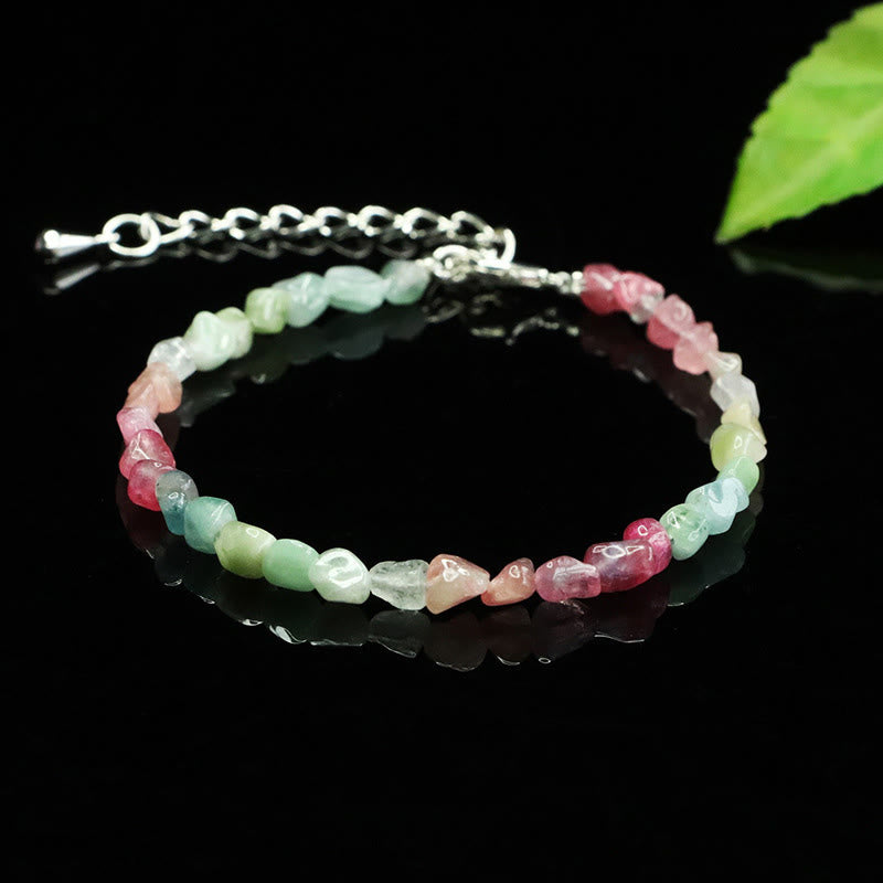 Bracciale a catena positiva con perline irregolari di tormalina ultrasottile da 4 mm Buddha Stones - image 3