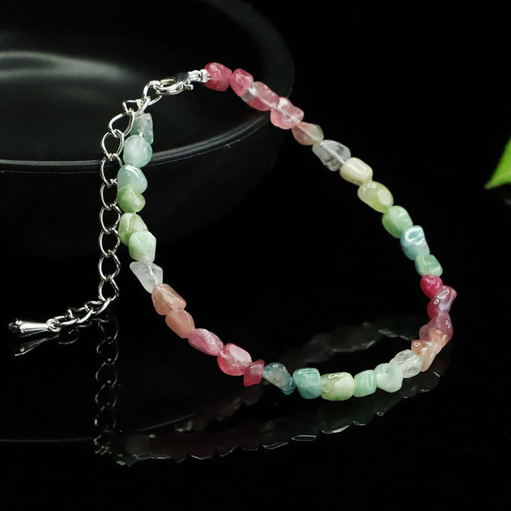 Bracciale a catena positiva con perline irregolari di tormalina ultrasottile da 4 mm Buddha Stones - image 1