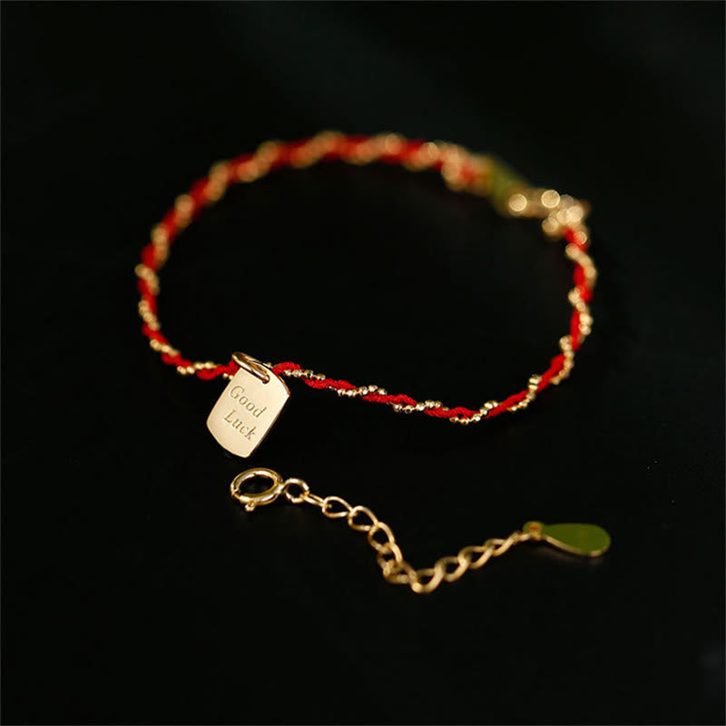 Bracciale portafortuna in corda rossa in argento sterling 925 Buddha Stones  - image 1